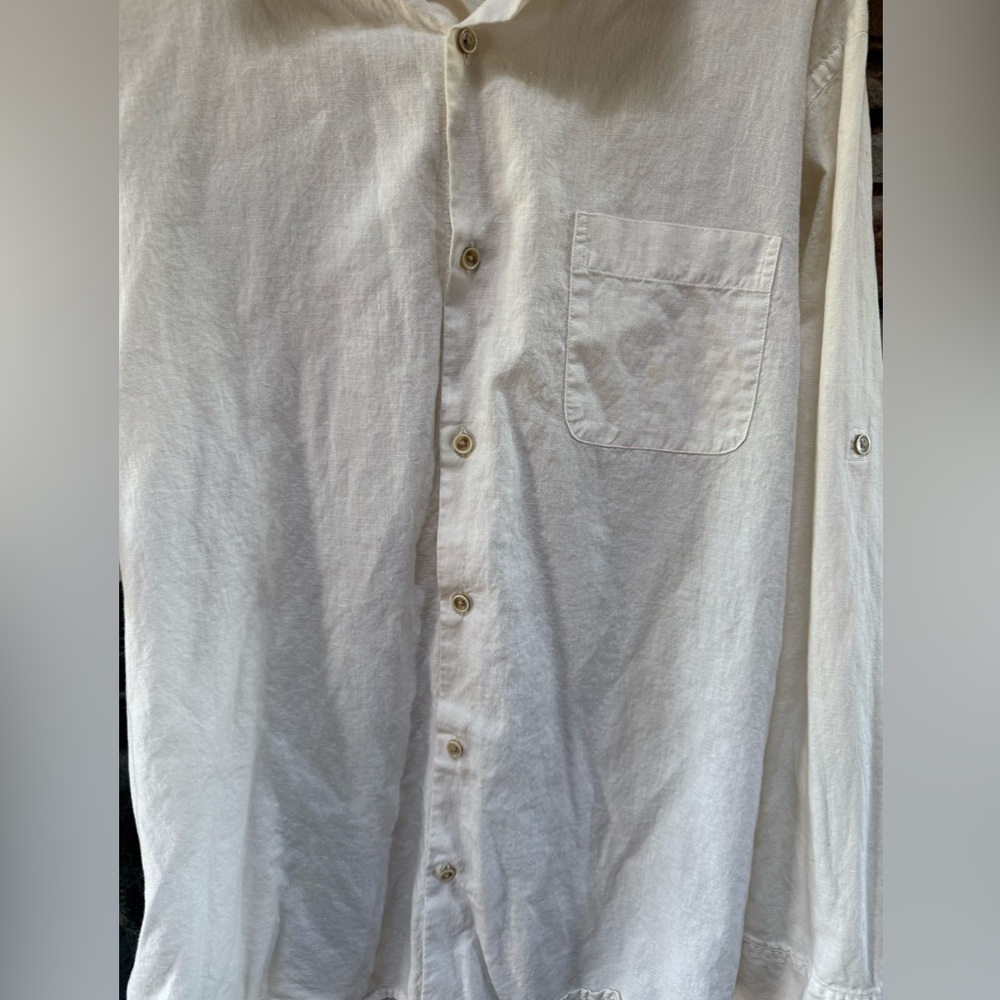 Mens Falls Creek Cream Casual Button-Down Shirt - Picture 3 of 5